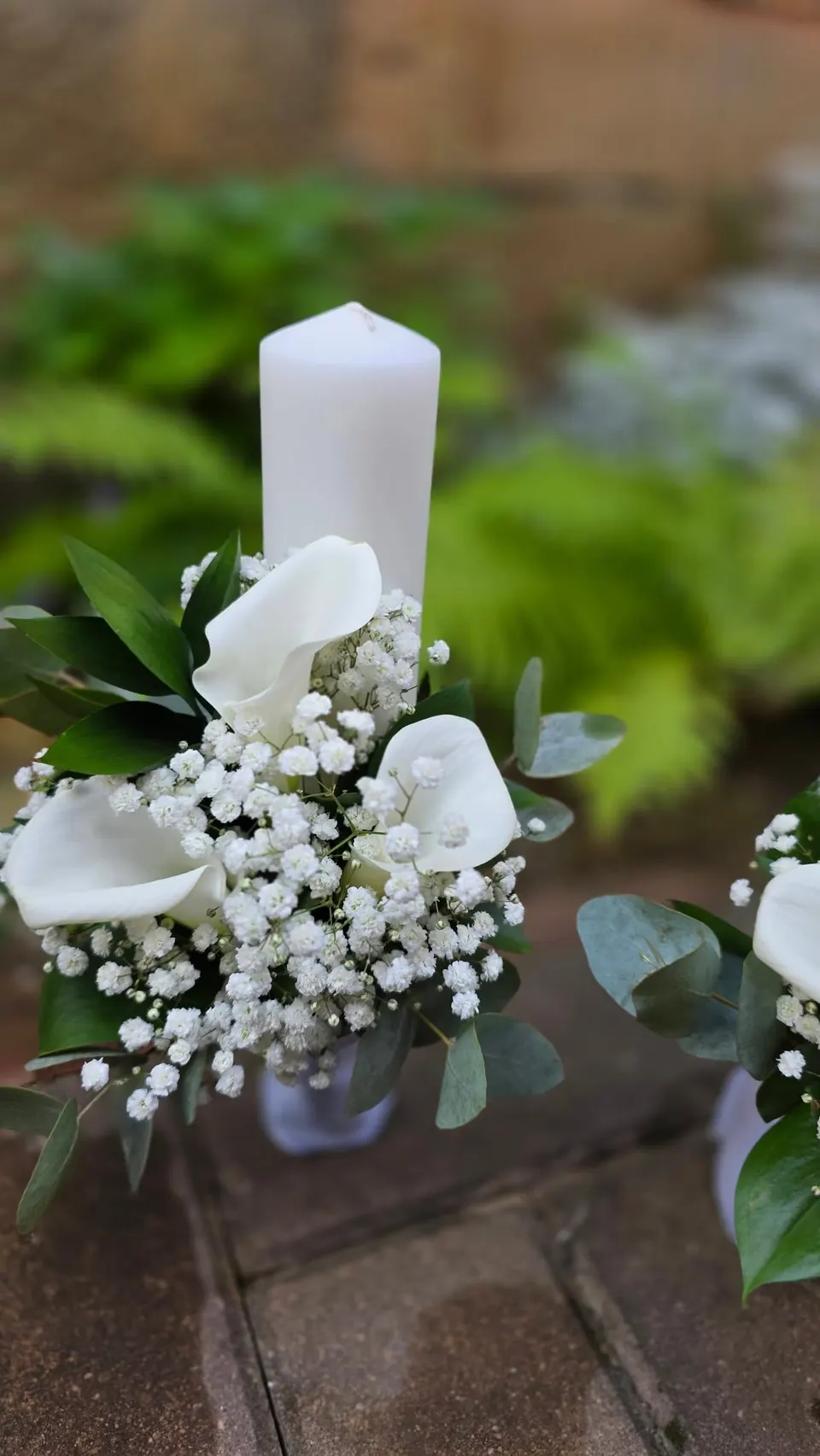 Lumânări de cununie cu cale și gypsophila